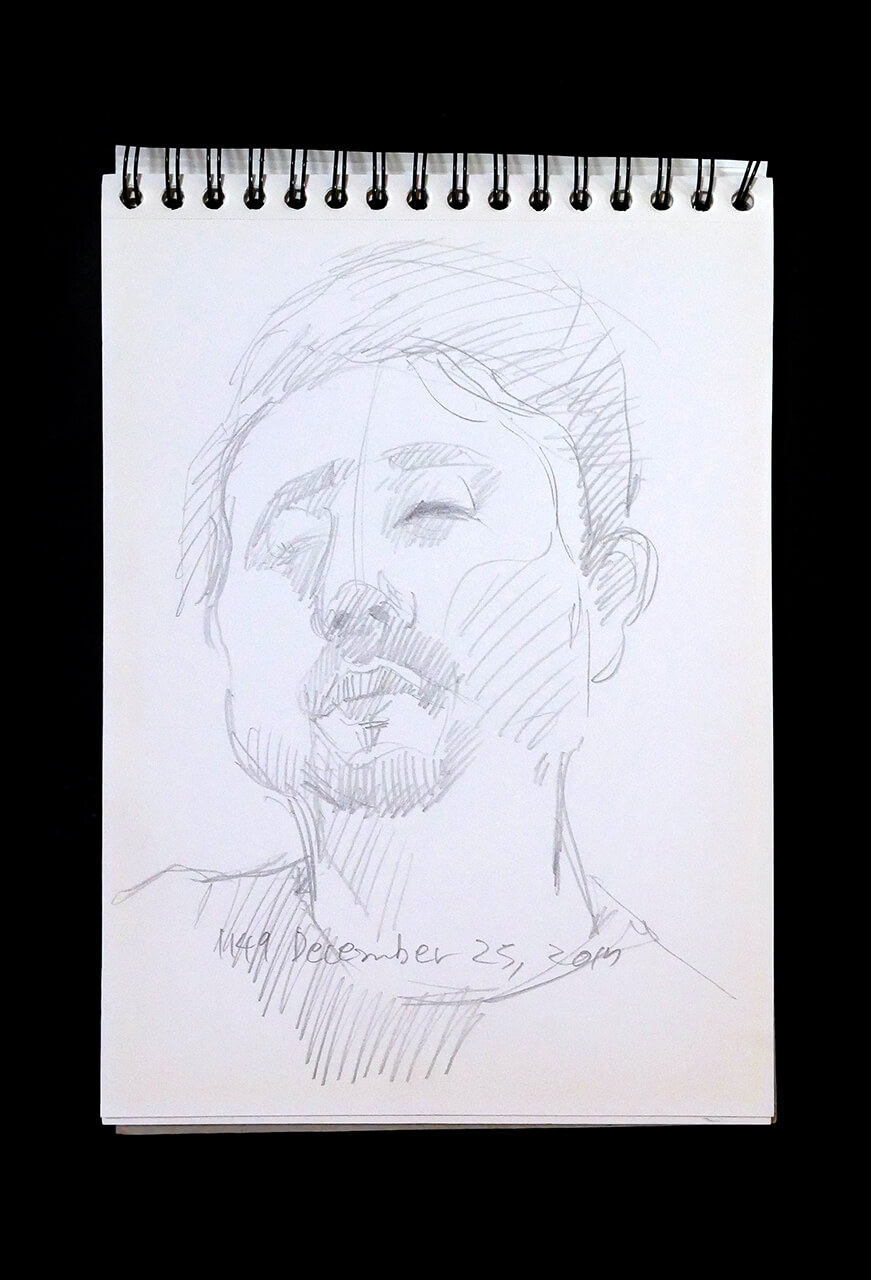 Contemporary artist SHINTAKU Tomoni's 2017/12/25 Self-portrait or pencil drawing