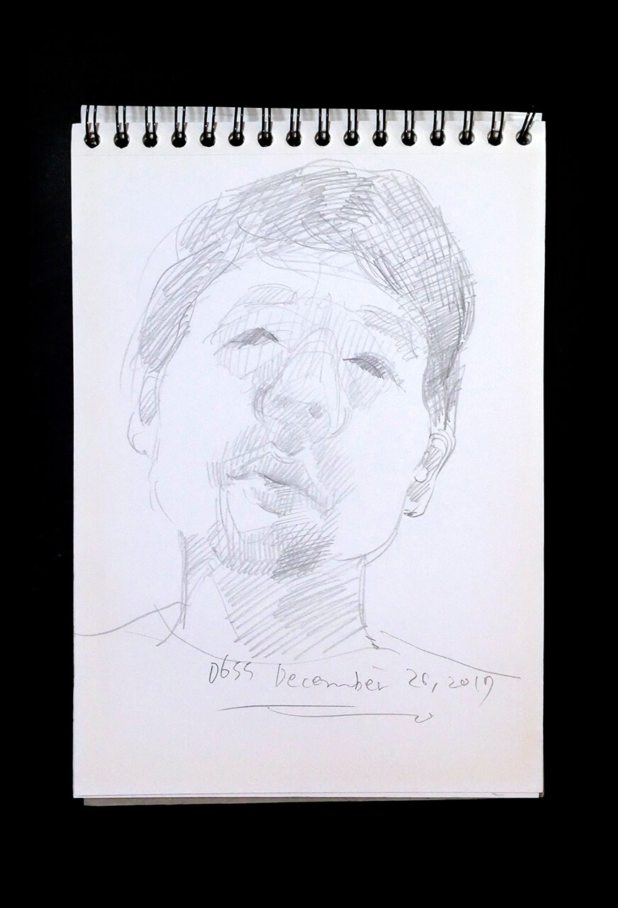 Contemporary artist SHINTAKU Tomoni's 2017/12/26 Self-portrait or pencil drawing