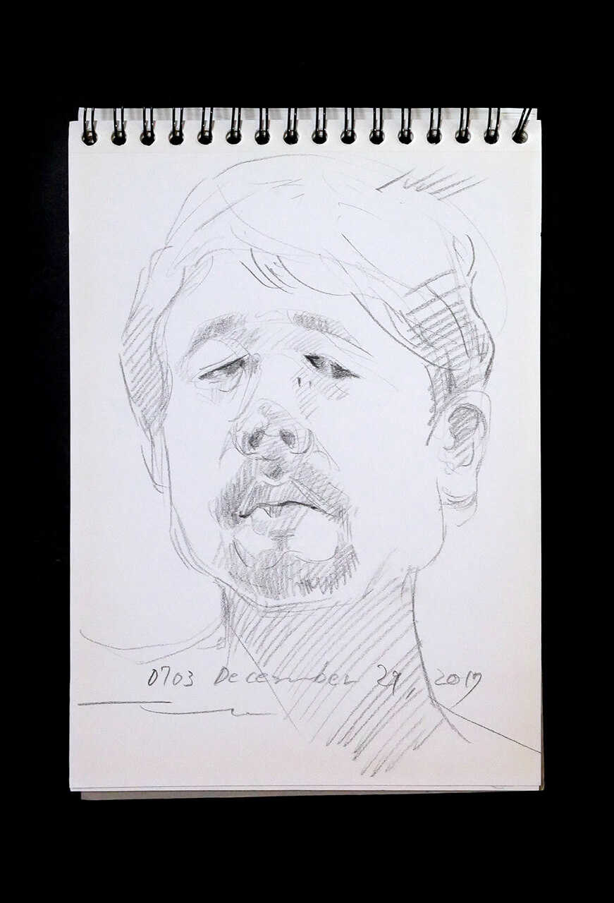 Contemporary artist SHINTAKU Tomoni's 2017/12/29 Self-portrait or pencil drawing