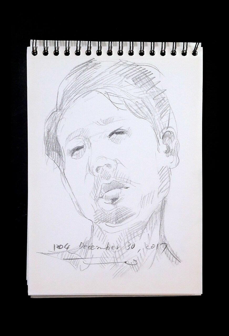 Contemporary artist SHINTAKU Tomoni's 2017/12/30 Self-portrait or pencil drawing