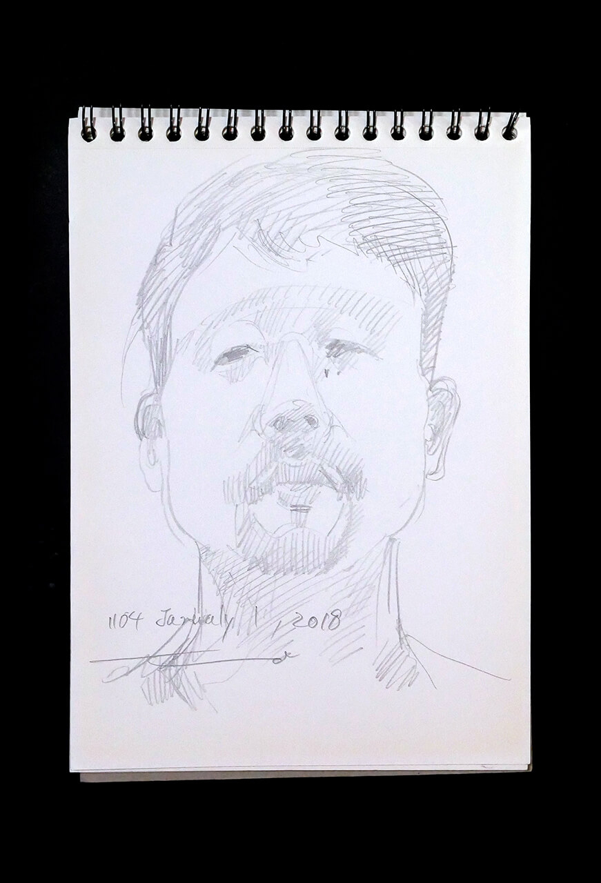 Contemporary artist SHINTAKU Tomoni's 2018/1/1 Self-portrait or pencil drawing