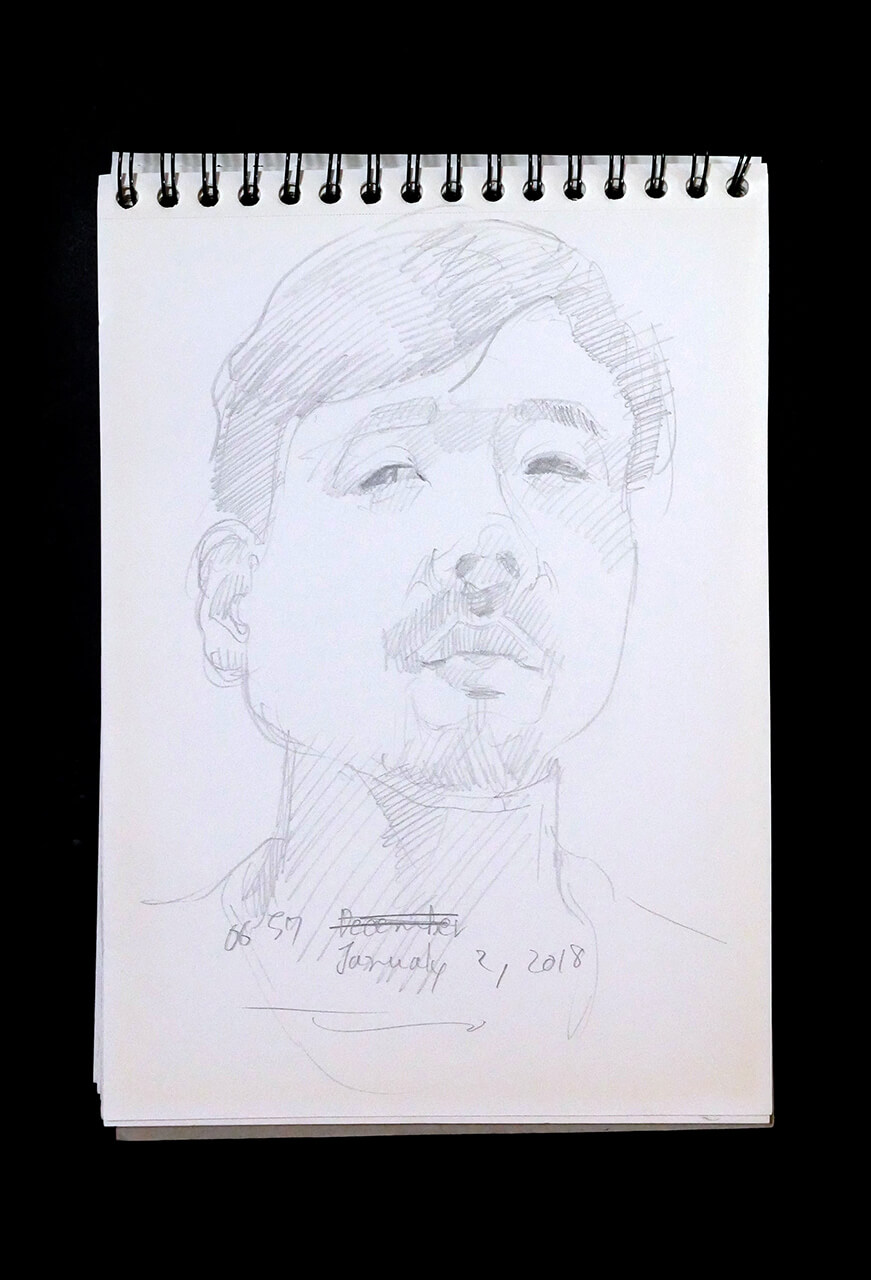 Contemporary artist SHINTAKU Tomoni's 2018/1/2 Self-portrait or pencil drawing