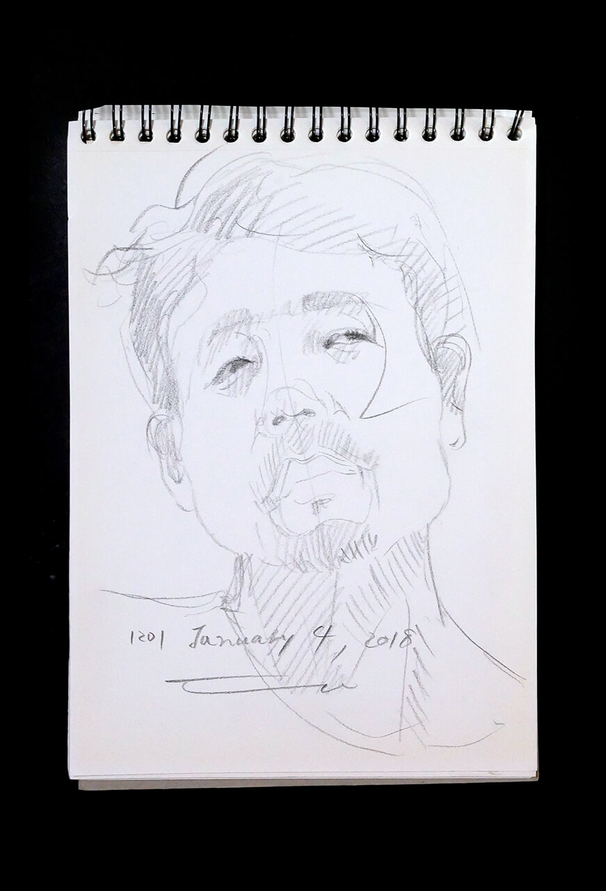 Contemporary artist SHINTAKU Tomoni's 2018/1/4 Self-portrait or pencil drawing