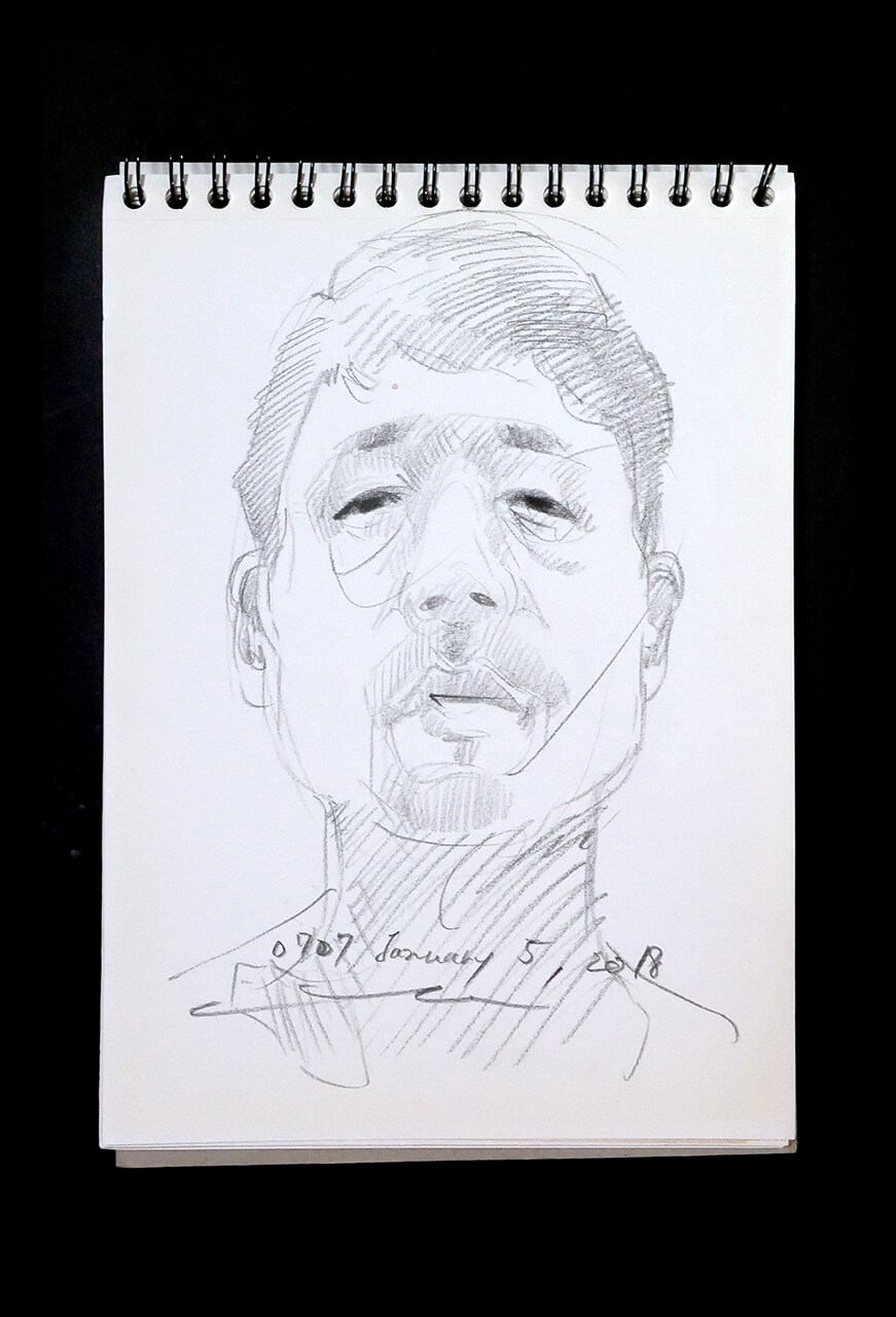 Contemporary artist SHINTAKU Tomoni's 2018/1/5 Self-portrait or pencil drawing