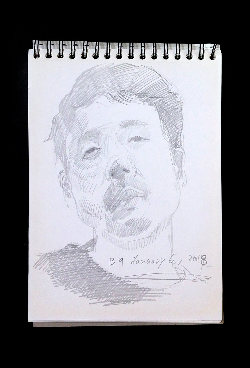 Contemporary artist SHINTAKU Tomoni's 2018/1/6 Self-portrait or pencil drawing