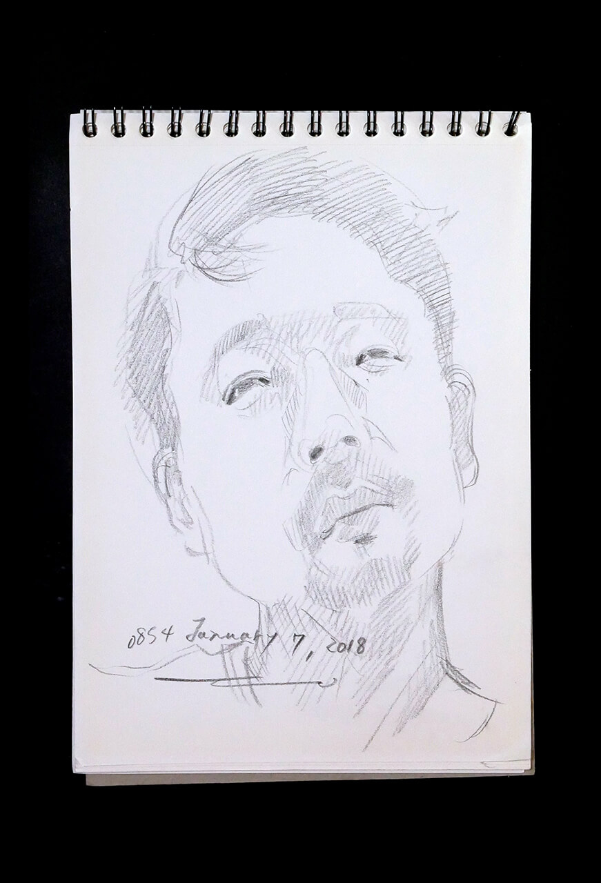 Contemporary artist SHINTAKU Tomoni's 2018/1/7 Self-portrait or pencil drawing