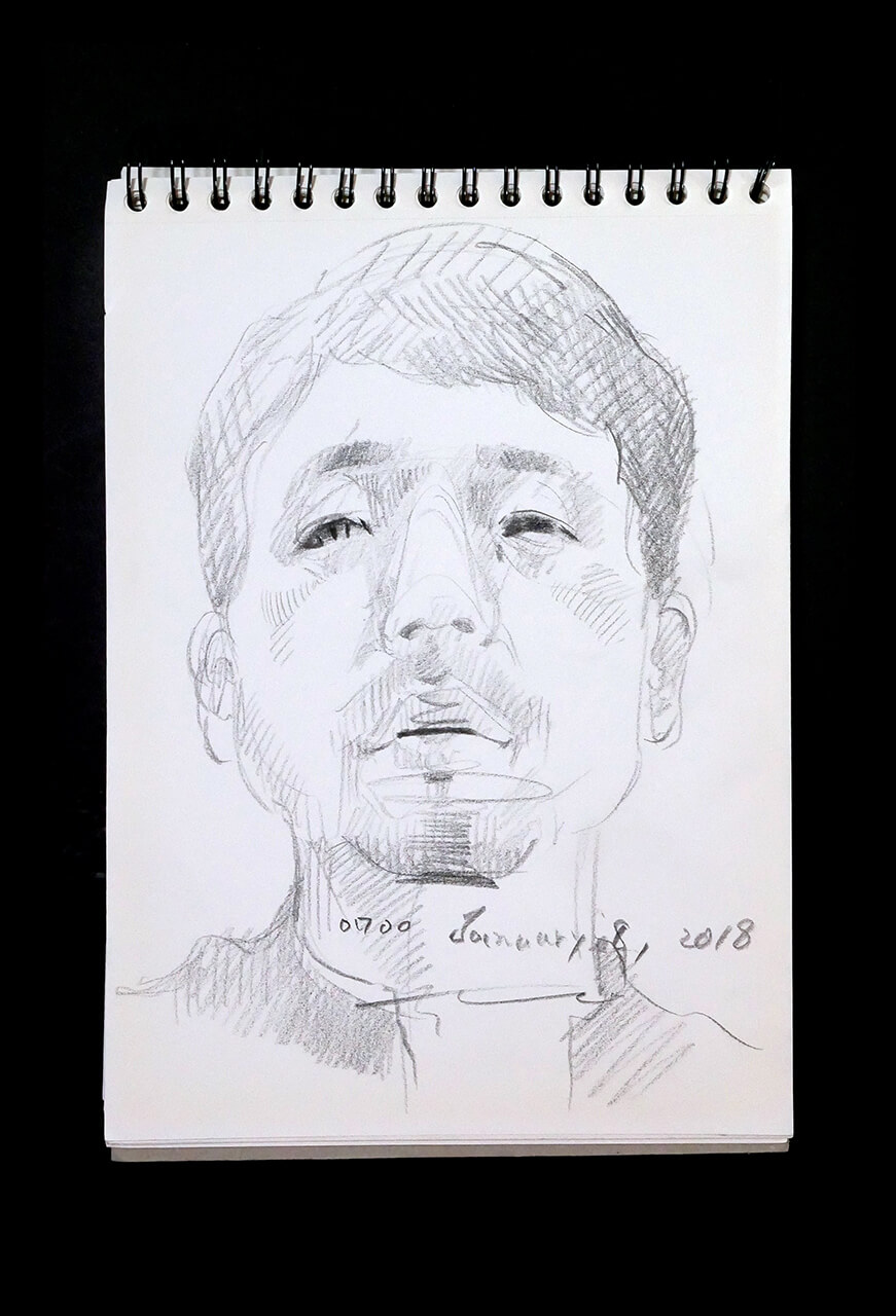 Contemporary artist SHINTAKU Tomoni's 2018/1/8 Self-portrait or pencil drawing
