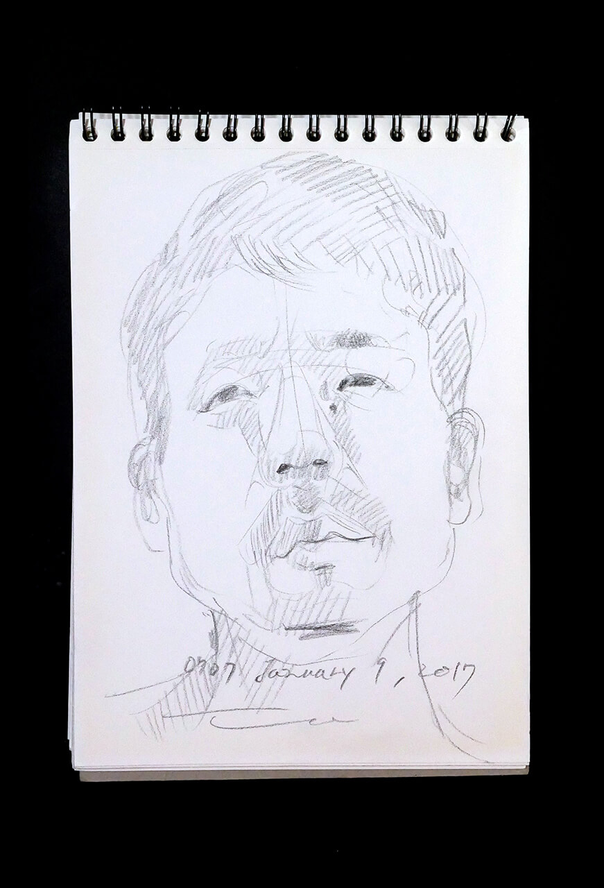 Contemporary artist SHINTAKU Tomoni's 2018/1/9 Self-portrait or pencil drawing