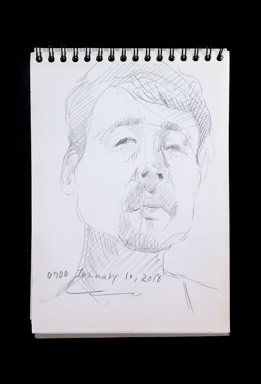 Contemporary artist SHINTAKU Tomoni's 2018/1/10 Self-portrait or pencil drawing