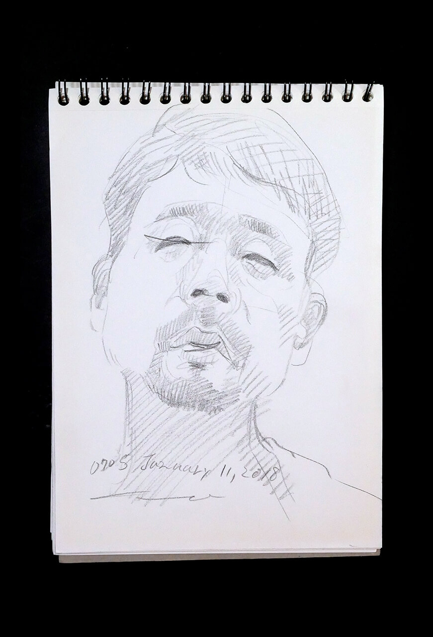 Contemporary artist SHINTAKU Tomoni's 2018/1/11 Self-portrait or pencil drawing