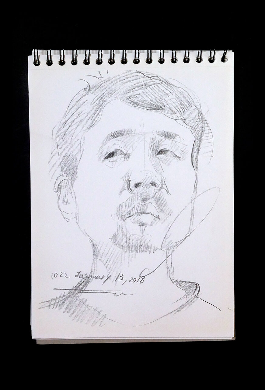 Contemporary artist SHINTAKU Tomoni's 2018/1/13 Self-portrait or pencil drawing