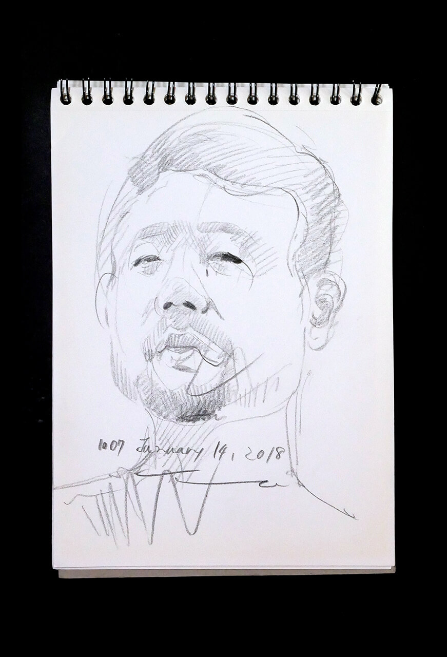 Contemporary artist SHINTAKU Tomoni's 2018/1/14 Self-portrait or pencil drawing