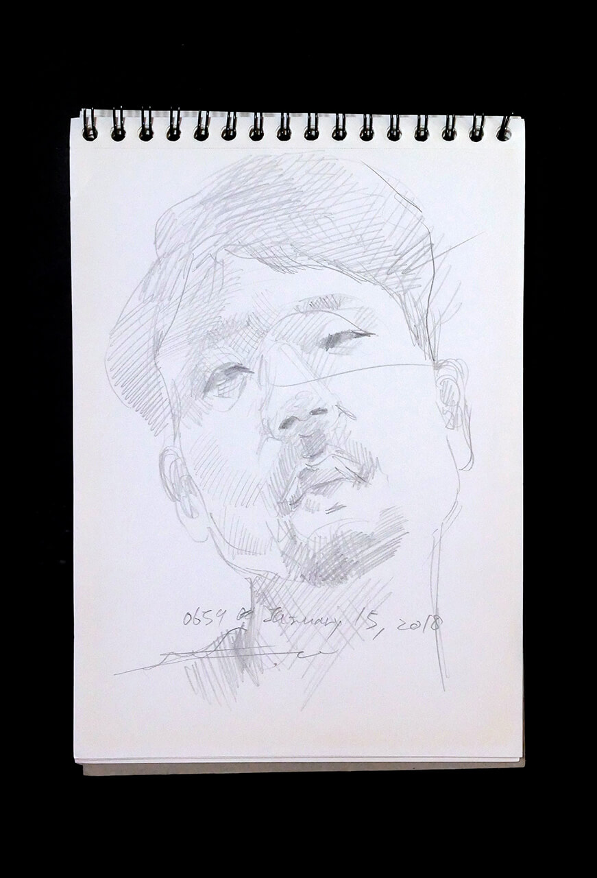 Contemporary artist SHINTAKU Tomoni's 2018/1/15 Self-portrait or pencil drawing