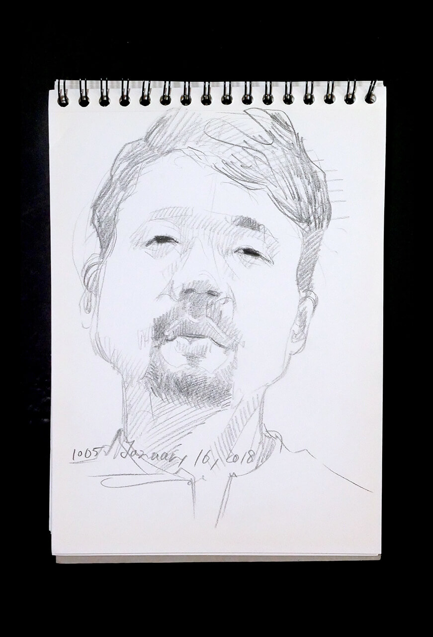 Contemporary artist SHINTAKU Tomoni's 2018/1/16 Self-portrait or pencil drawing