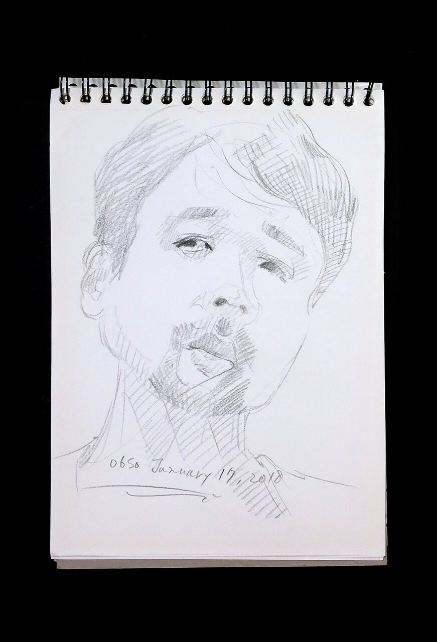 Contemporary artist SHINTAKU Tomoni's 2018/1/17 Self-portrait or pencil drawing