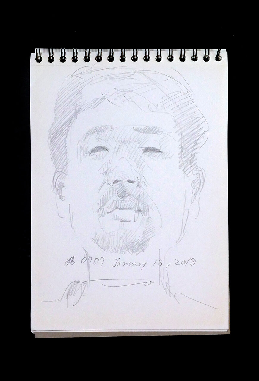 Contemporary artist SHINTAKU Tomoni's 2018/1/18 Self-portrait or pencil drawing