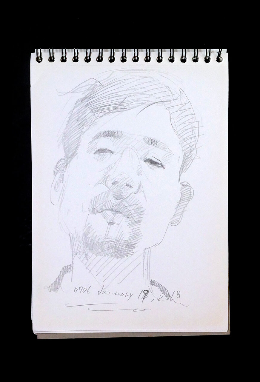 Contemporary artist SHINTAKU Tomoni's 2018/1/19 Self-portrait or pencil drawing