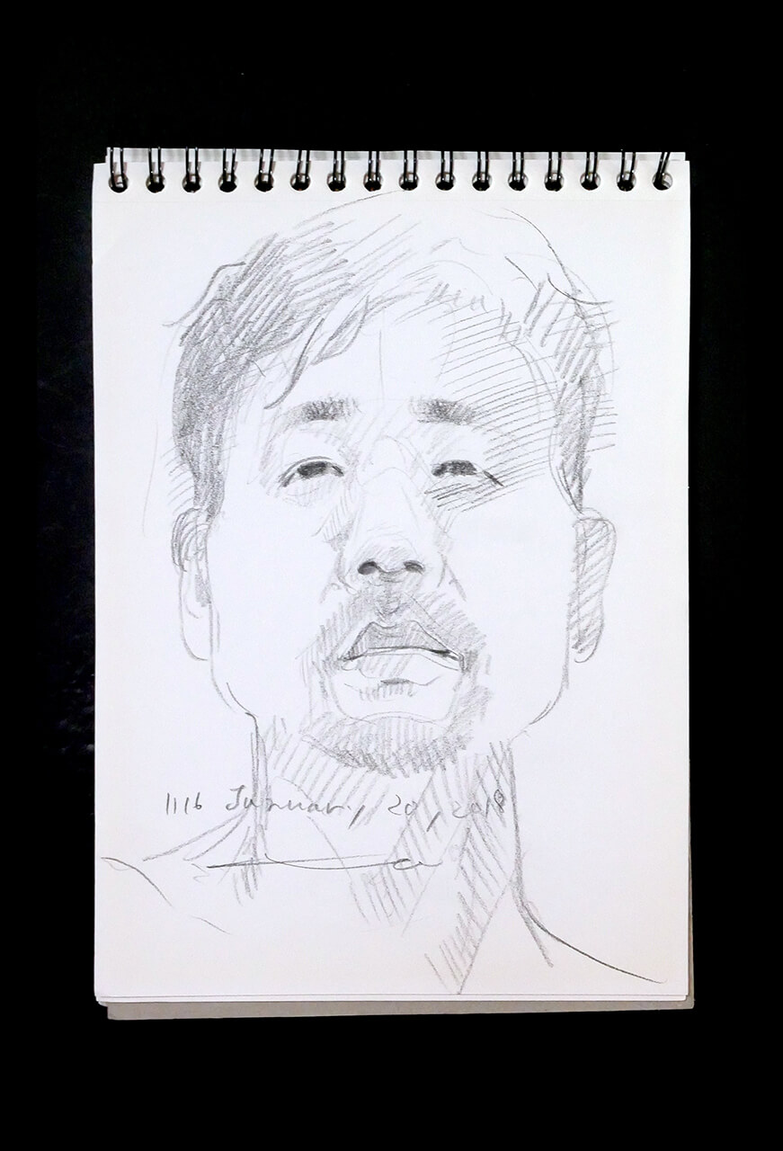 Contemporary artist SHINTAKU Tomoni's 2018/1/20 Self-portrait or pencil drawing