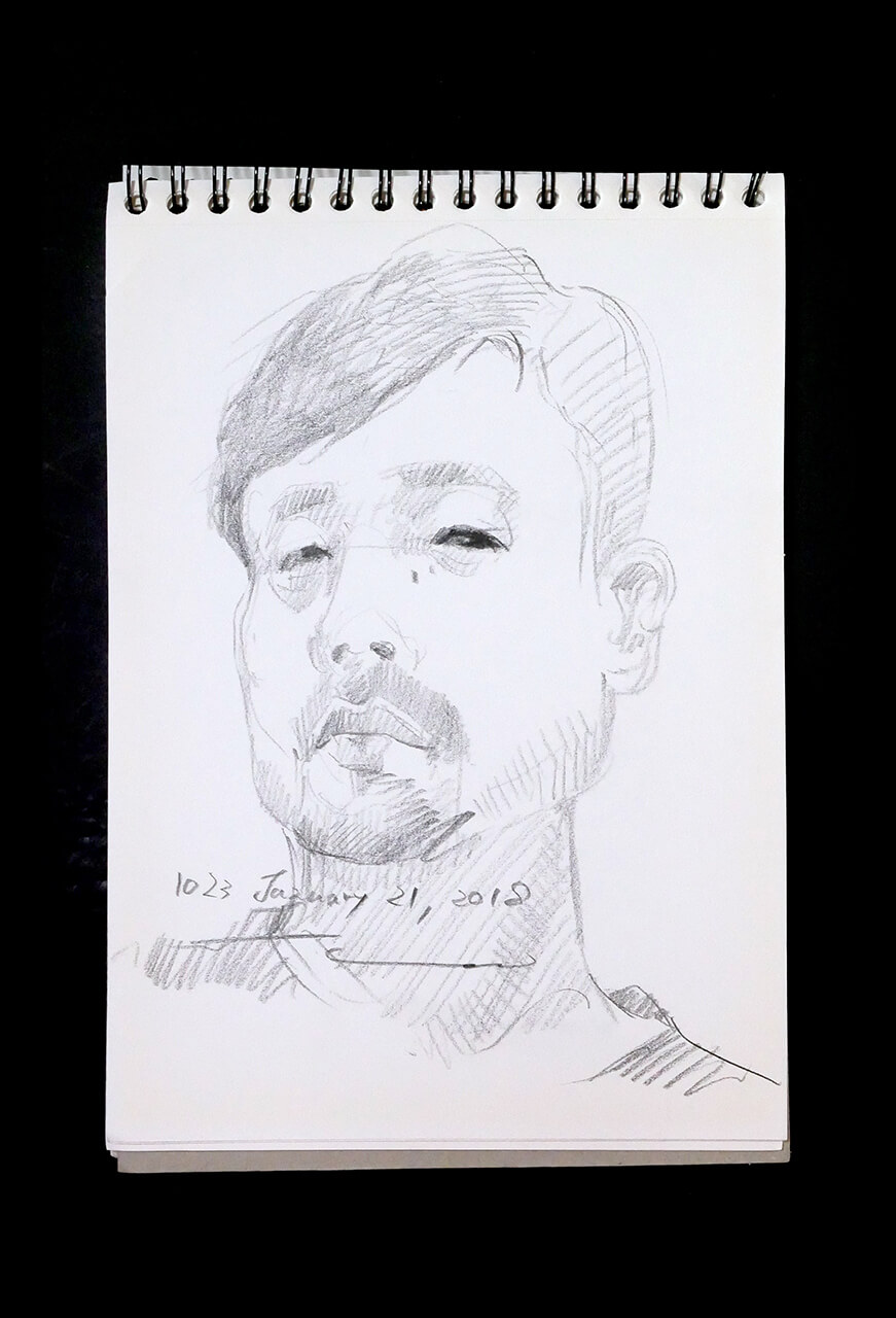 Contemporary artist SHINTAKU Tomoni's 2018/1/21 Self-portrait or pencil drawing