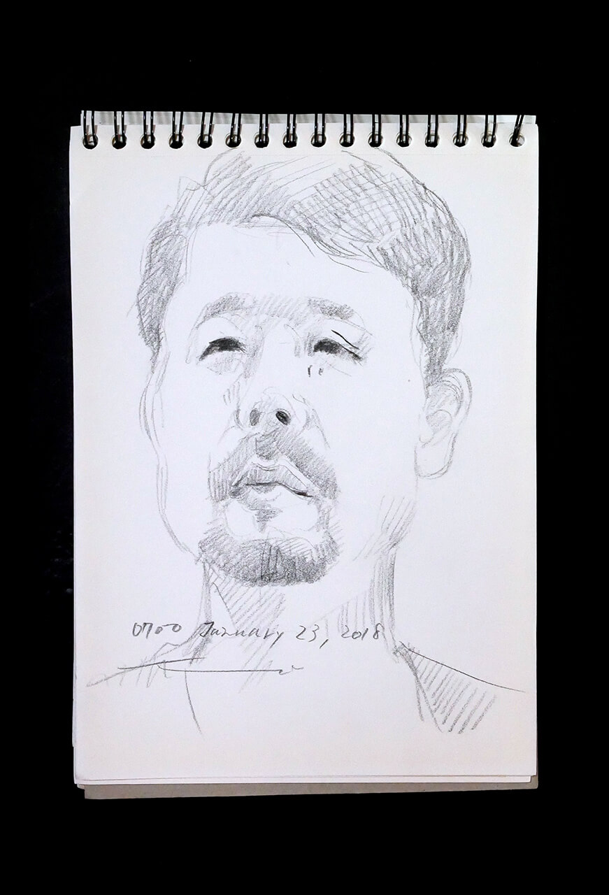 Contemporary artist SHINTAKU Tomoni's 2018/1/23 Self-portrait or pencil drawing
