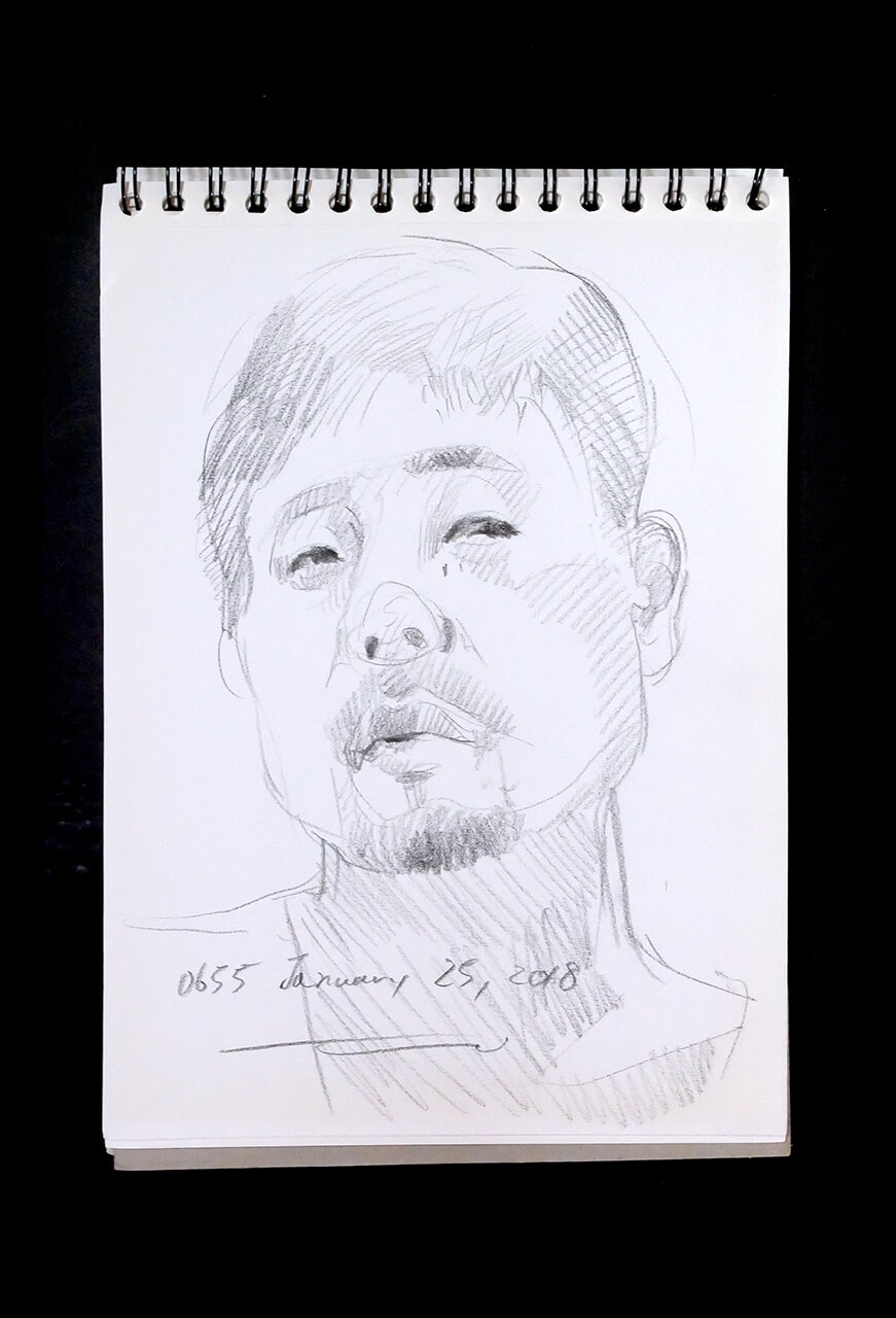Contemporary artist SHINTAKU Tomoni's 2018/1/25 Self-portrait or pencil drawing
