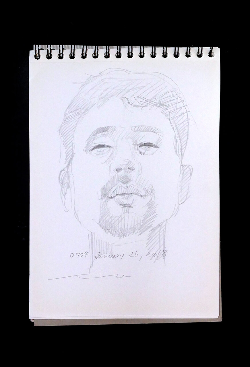 Contemporary artist SHINTAKU Tomoni's 2018/1/26 Self-portrait or pencil drawing