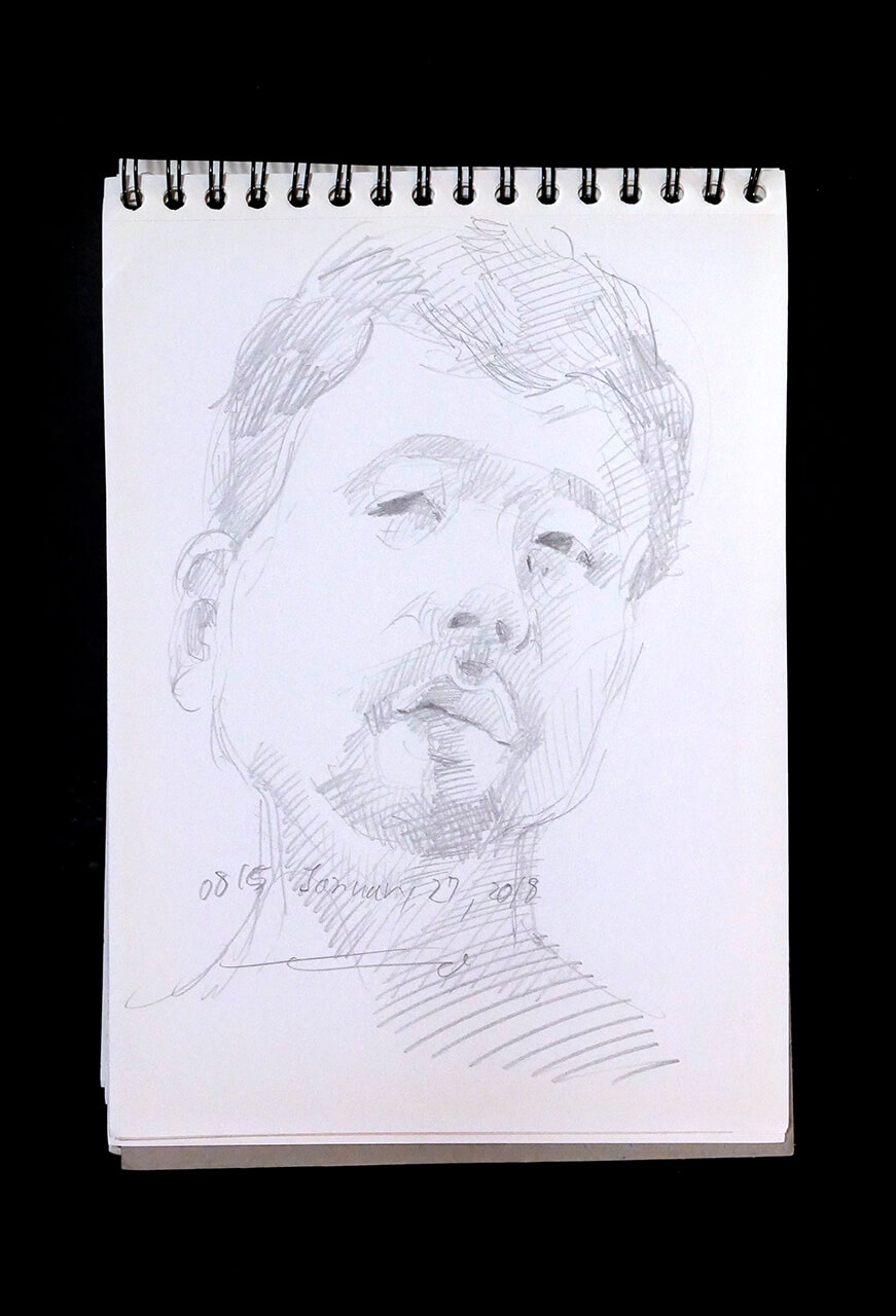 Contemporary artist SHINTAKU Tomoni's 2018/1/27 Self-portrait or pencil drawing