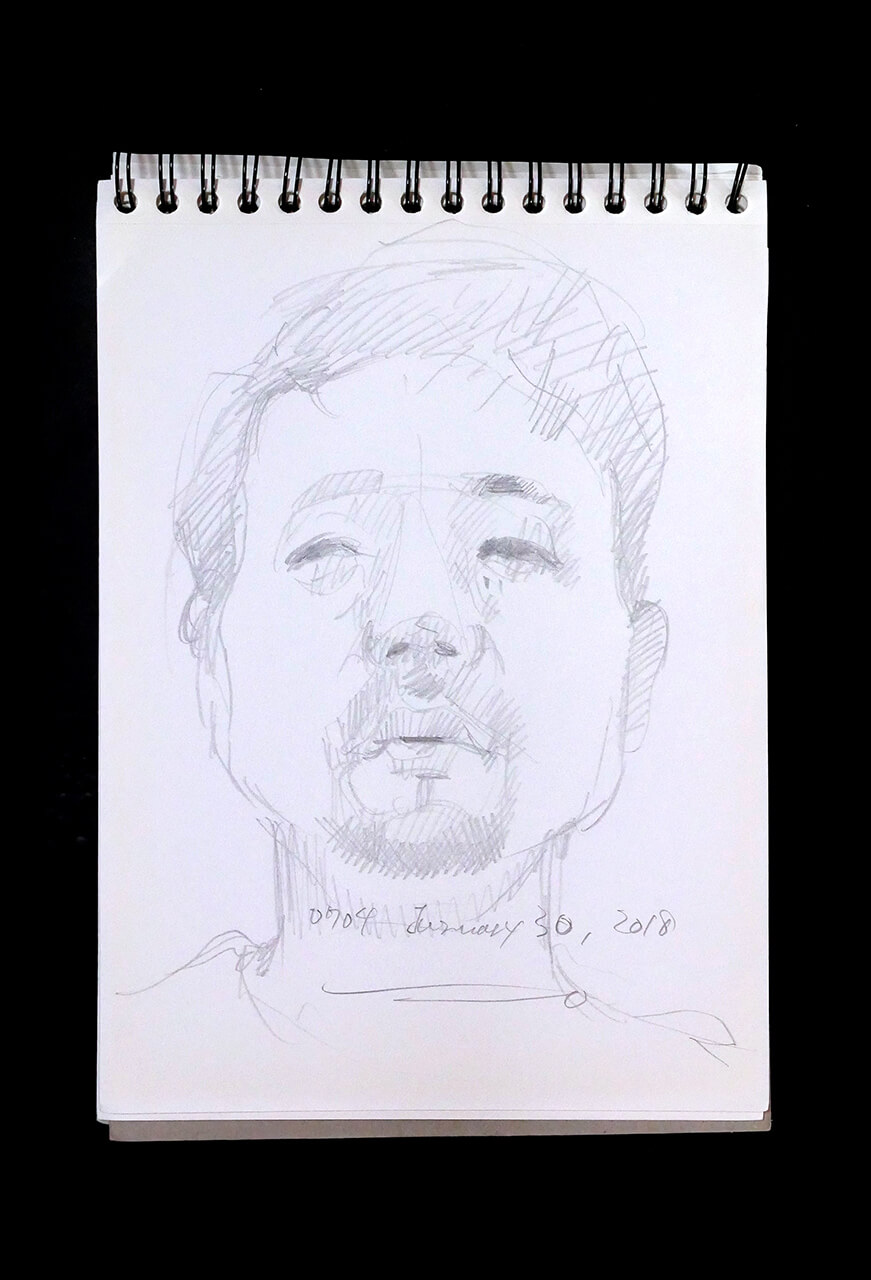 Contemporary artist SHINTAKU Tomoni's 2018/1/30 Self-portrait or pencil drawing