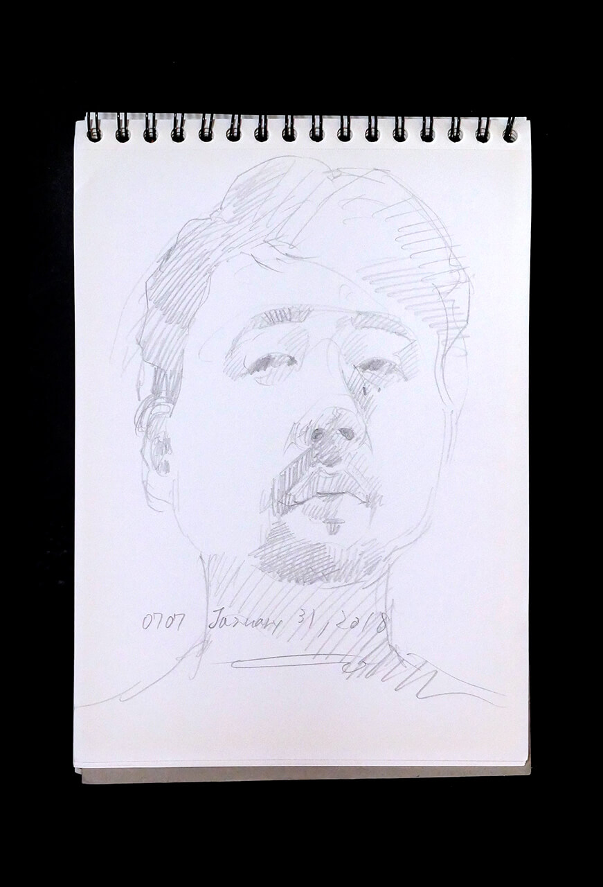 Contemporary artist SHINTAKU Tomoni's 2018/1/31 Self-portrait or pencil drawing