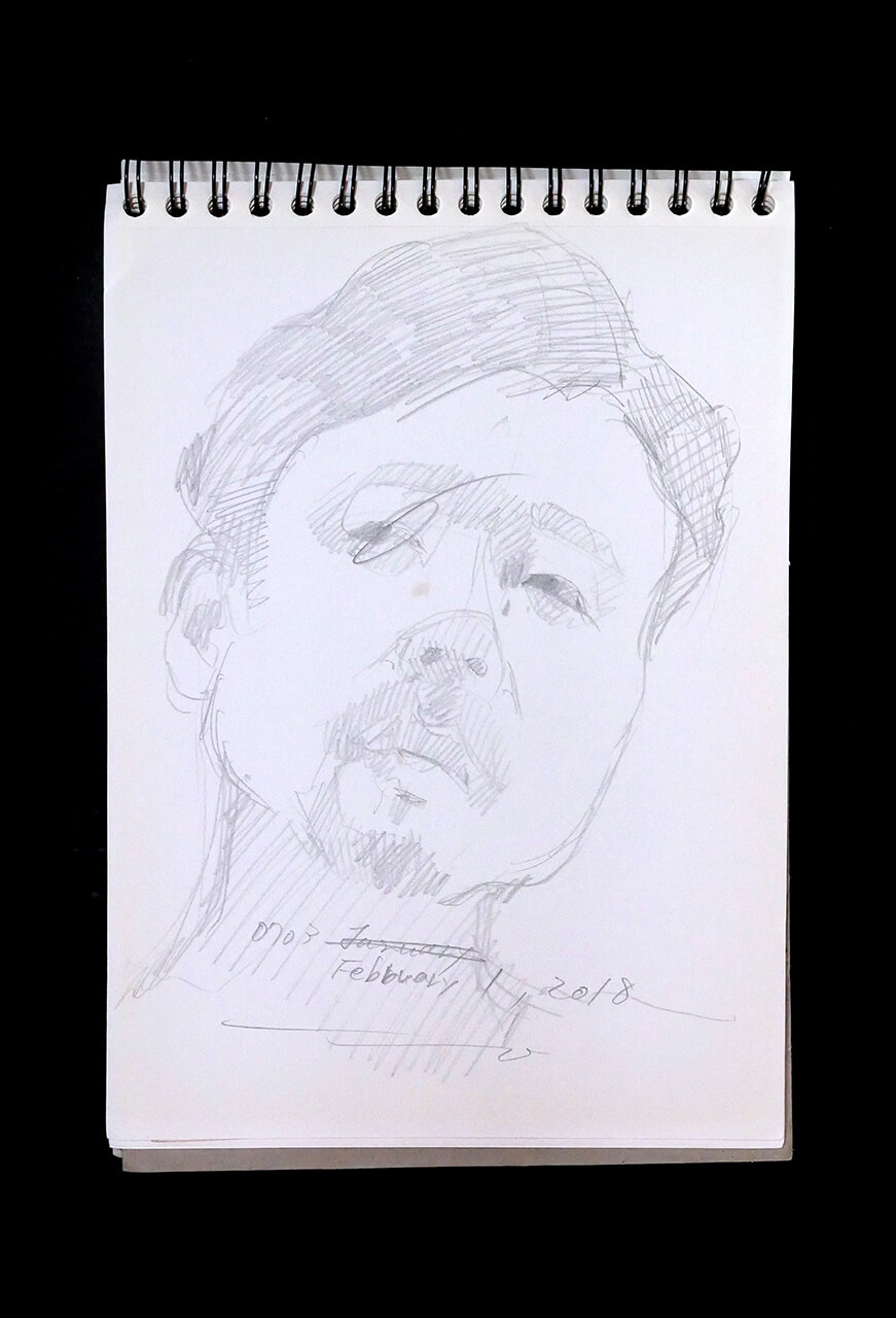 Contemporary artist SHINTAKU Tomoni's 2018/2/1 Self-portrait or pencil drawing