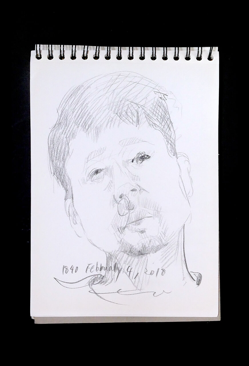 Contemporary artist SHINTAKU Tomoni's 2018/2/4 Self-portrait or pencil drawing