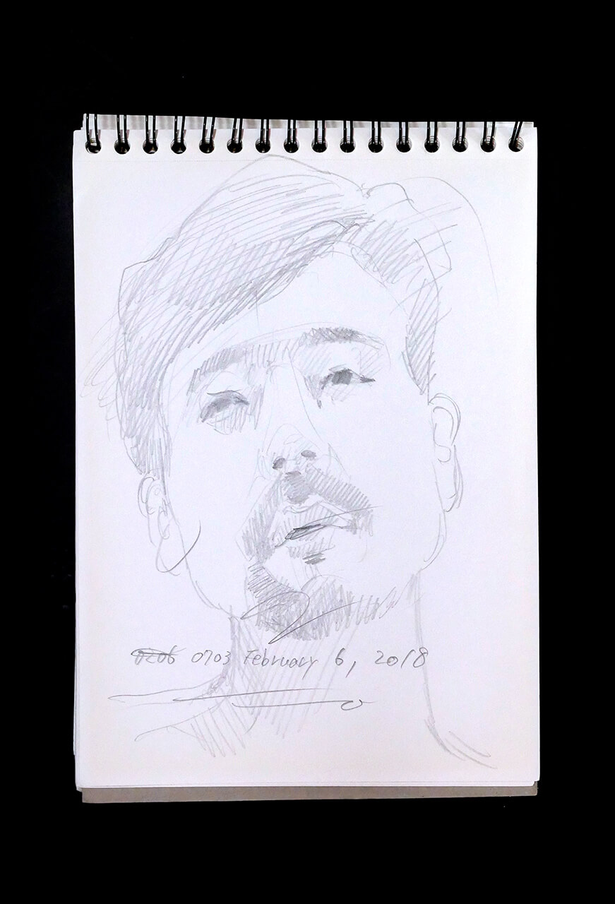 Contemporary artist SHINTAKU Tomoni's 2018/2/6 Self-portrait or pencil drawing