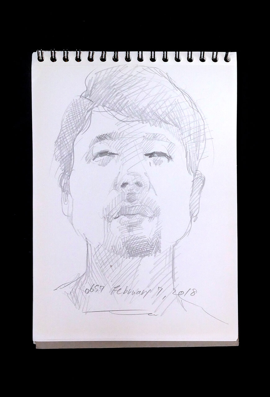 Contemporary artist SHINTAKU Tomoni's 2018/2/7 Self-portrait or pencil drawing