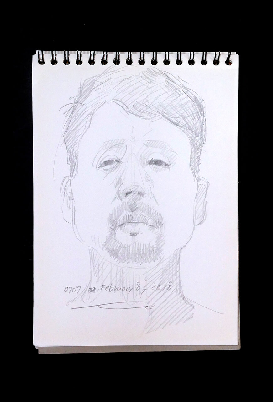 Contemporary artist SHINTAKU Tomoni's 2018/2/8 Self-portrait or pencil drawing