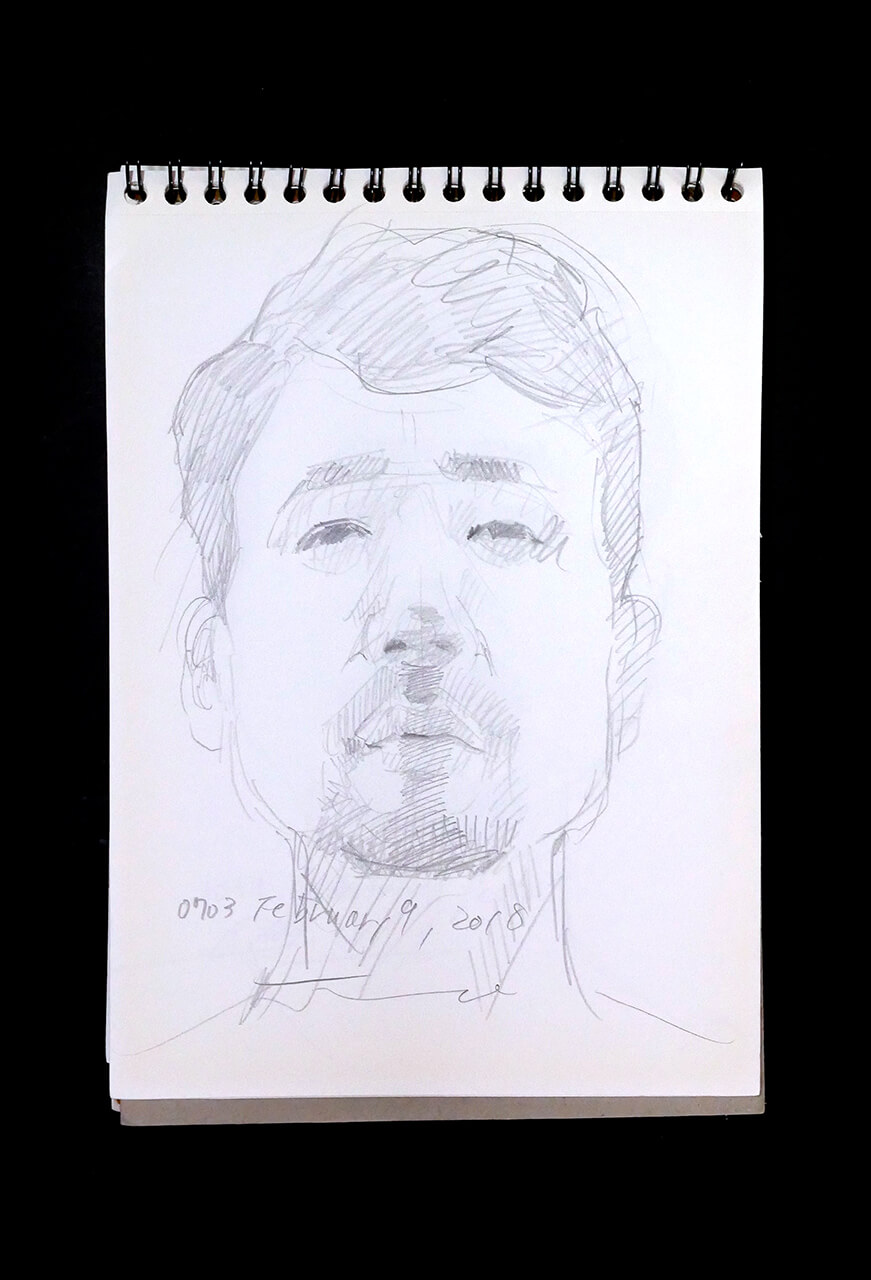 Contemporary artist SHINTAKU Tomoni's 2018/2/9 Self-portrait or pencil drawing