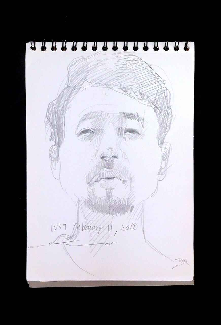 Contemporary artist SHINTAKU Tomoni's 2018/2/11 Self-portrait or pencil drawing