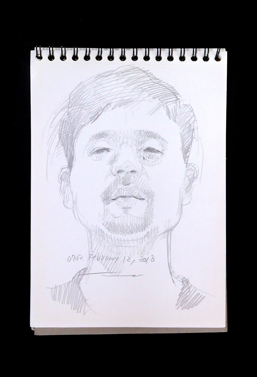 Contemporary artist SHINTAKU Tomoni's 2018/2/12 Self-portrait or pencil drawing