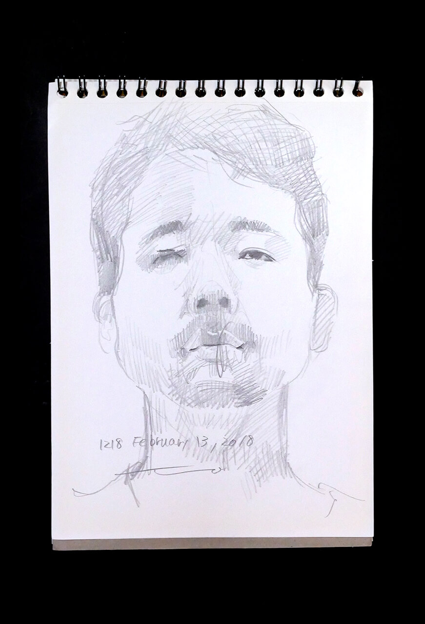 Contemporary artist SHINTAKU Tomoni's 2018/2/13 Self-portrait or pencil drawing