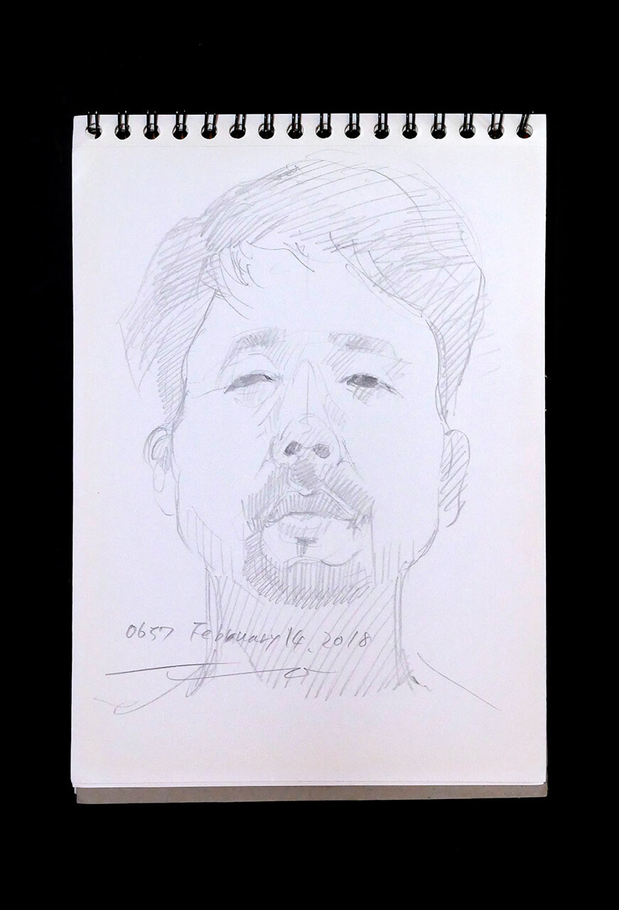 Contemporary artist SHINTAKU Tomoni's 2018/2/14 Self-portrait or pencil drawing