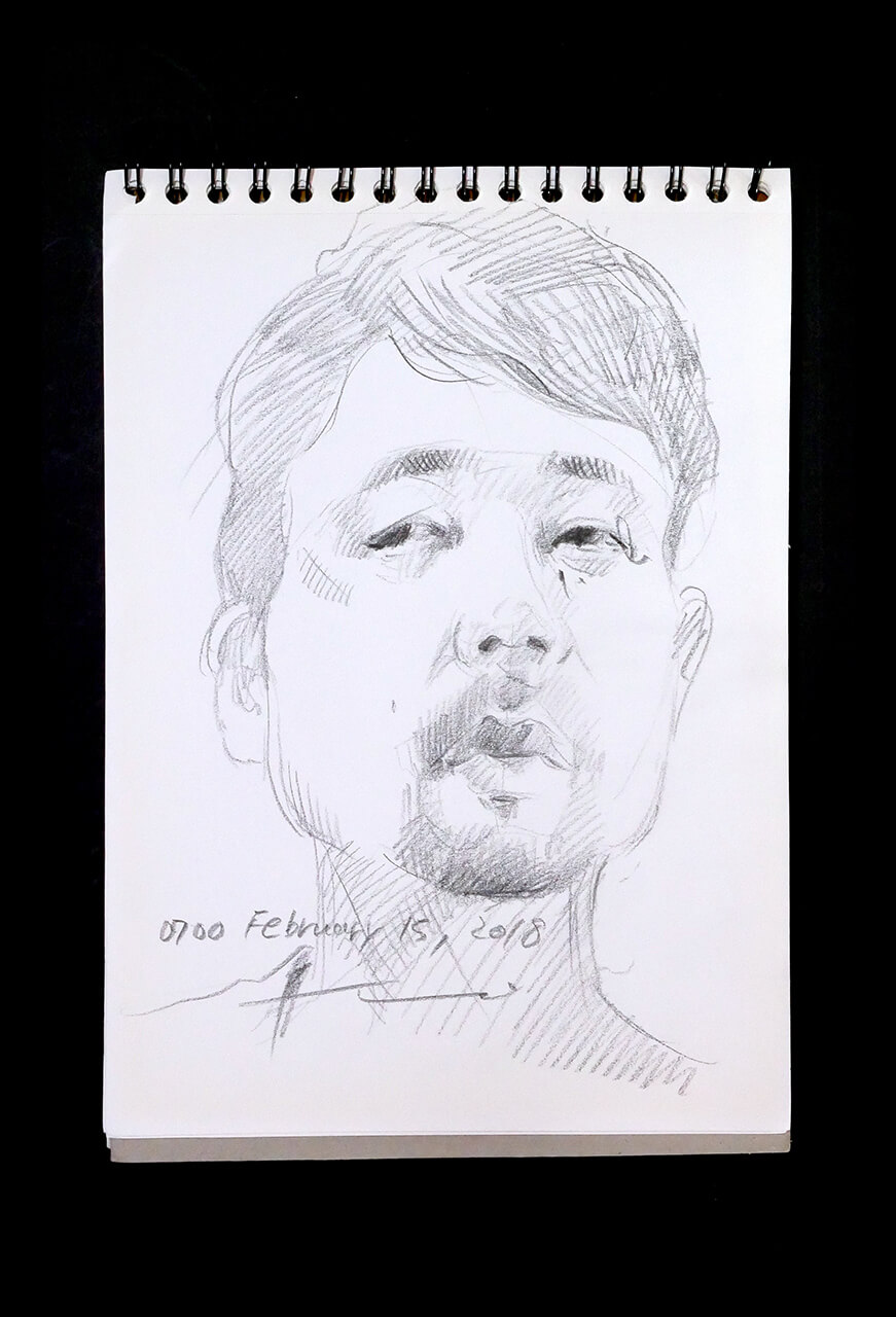 Contemporary artist SHINTAKU Tomoni's 2018/2/15 Self-portrait or pencil drawing