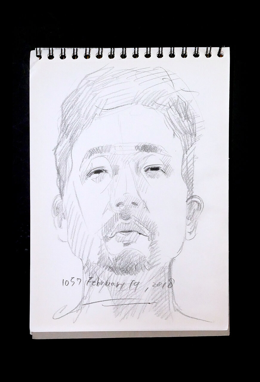 Contemporary artist SHINTAKU Tomoni's 2018/2/18 Self-portrait or pencil drawing