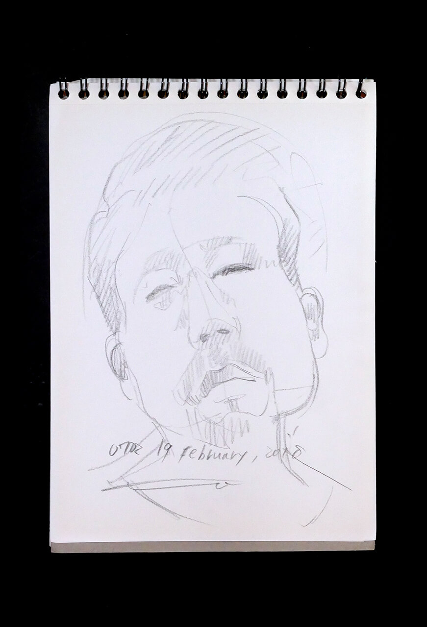 Contemporary artist SHINTAKU Tomoni's 2018/2/19 Self-portrait or pencil drawing