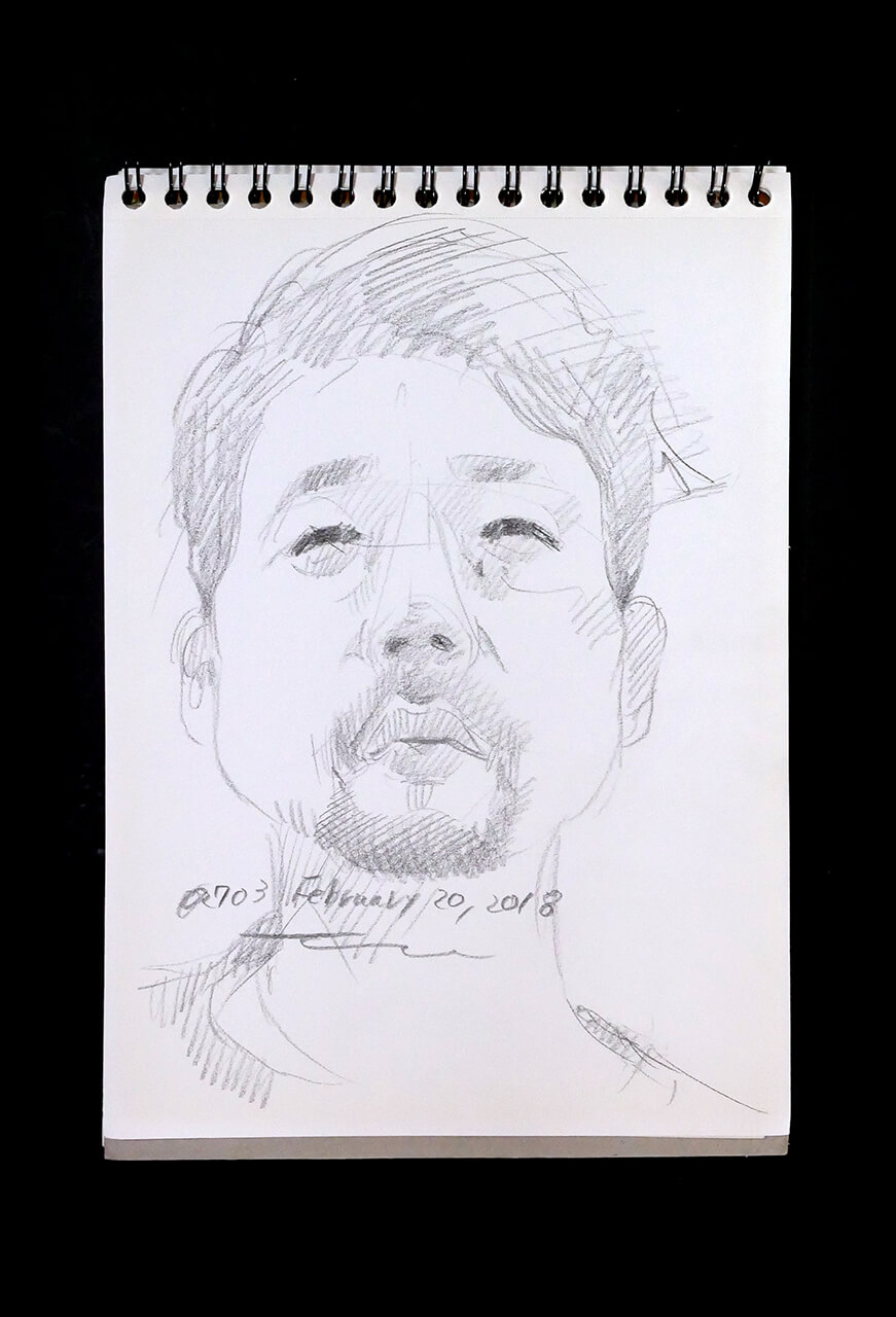 Contemporary artist SHINTAKU Tomoni's 2018/2/20 Self-portrait or pencil drawing