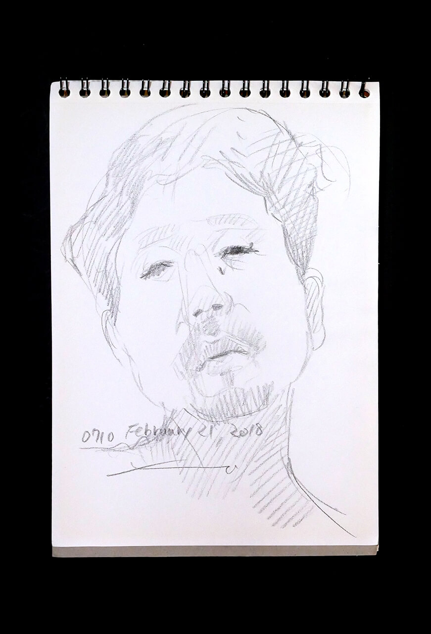 Contemporary artist SHINTAKU Tomoni's 2018/2/21 Self-portrait or pencil drawing