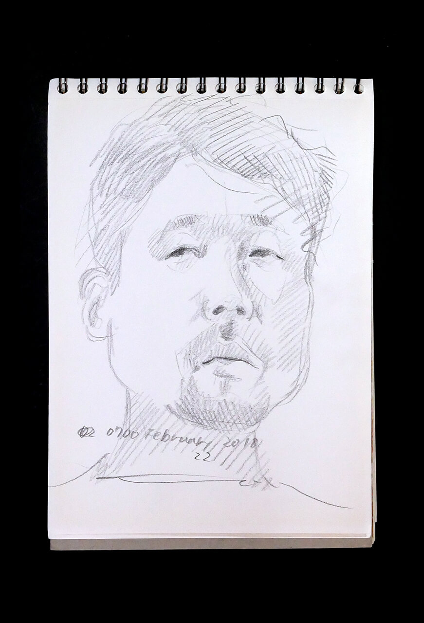 Contemporary artist SHINTAKU Tomoni's 2018/2/22 Self-portrait or pencil drawing