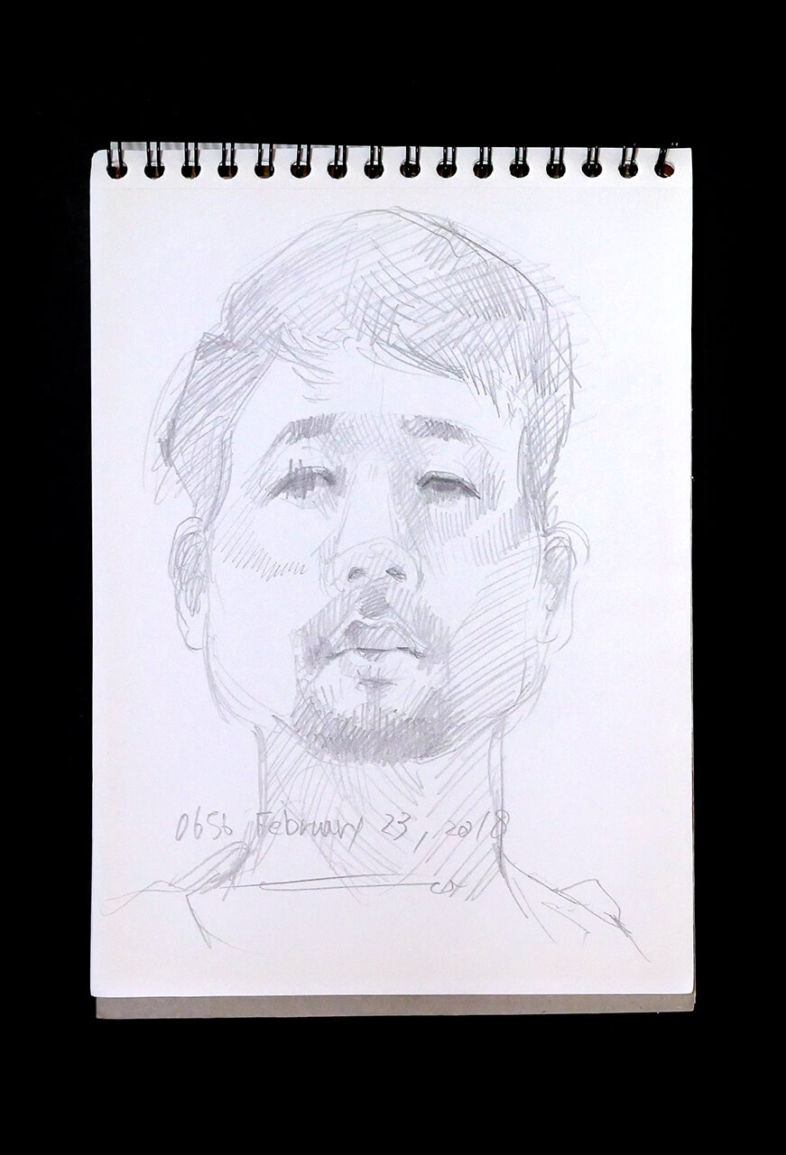 Contemporary artist SHINTAKU Tomoni's 2018/2/23 Self-portrait or pencil drawing