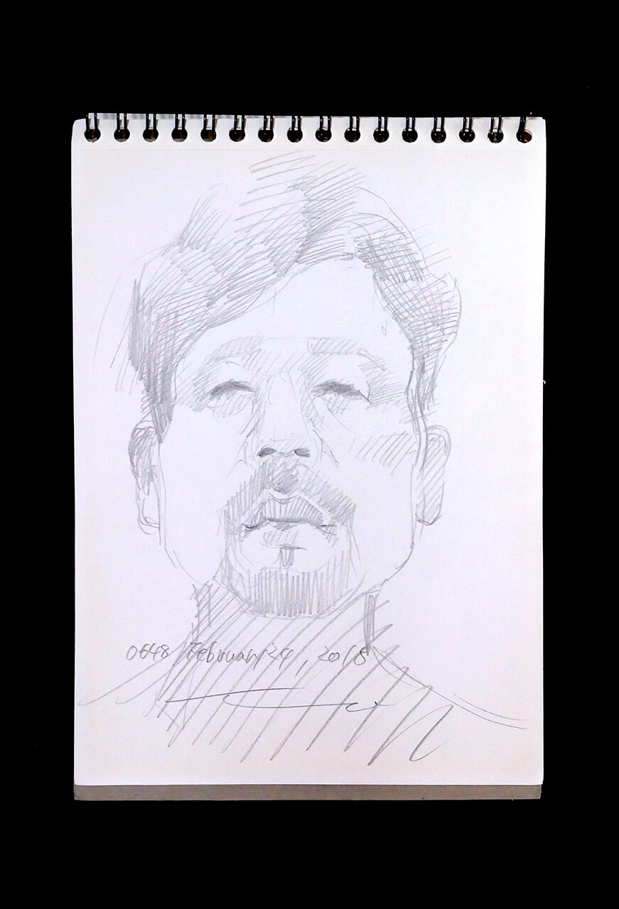 Contemporary artist SHINTAKU Tomoni's 2018/2/24 Self-portrait or pencil drawing