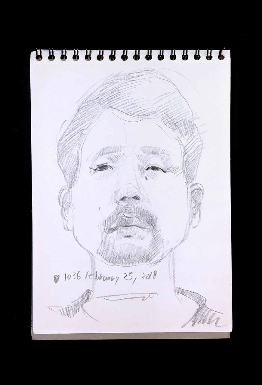 Contemporary artist SHINTAKU Tomoni's 2018/2/25 Self-portrait or pencil drawing
