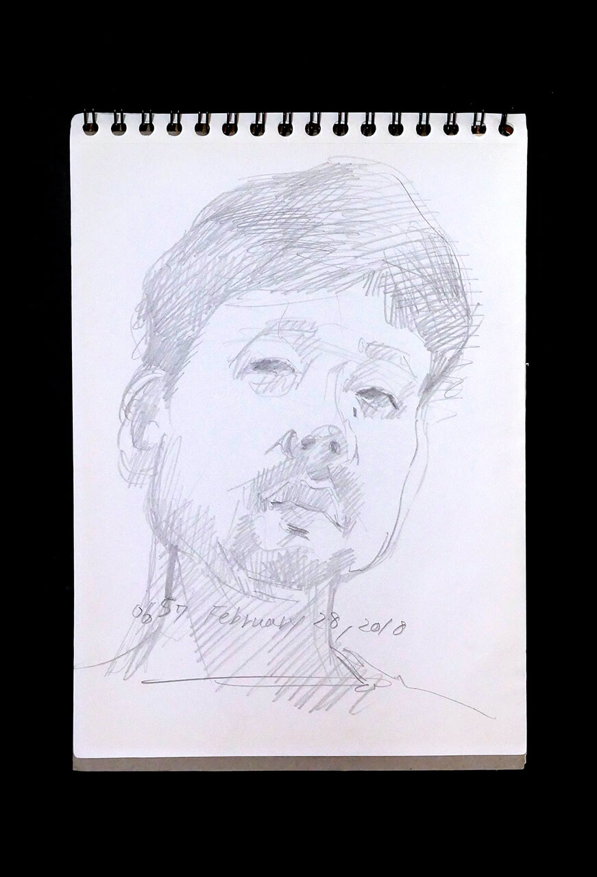 Contemporary artist SHINTAKU Tomoni's 2018/2/28 Self-portrait or pencil drawing