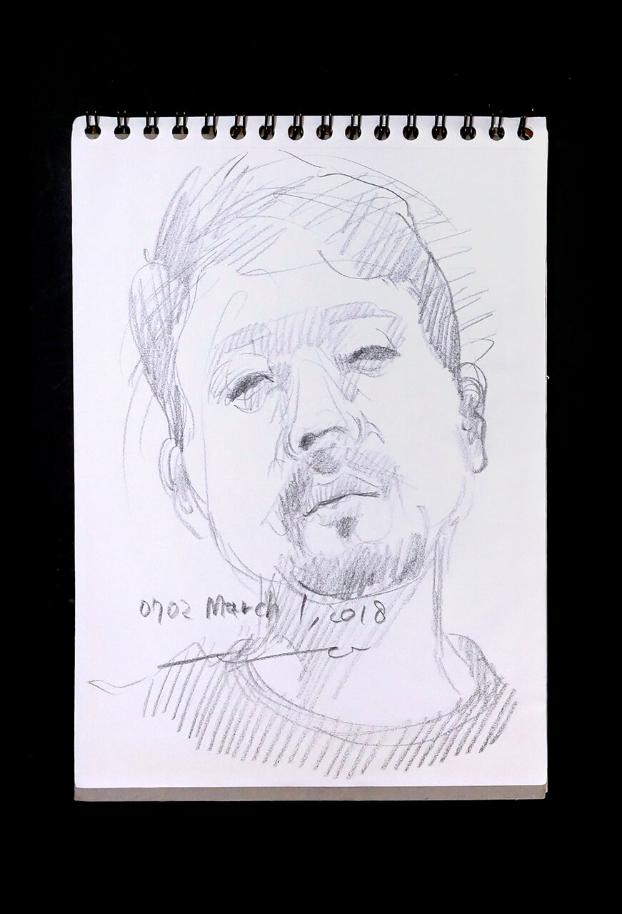 Contemporary artist SHINTAKU Tomoni's 2018/3/1 Self-portrait or pencil drawing